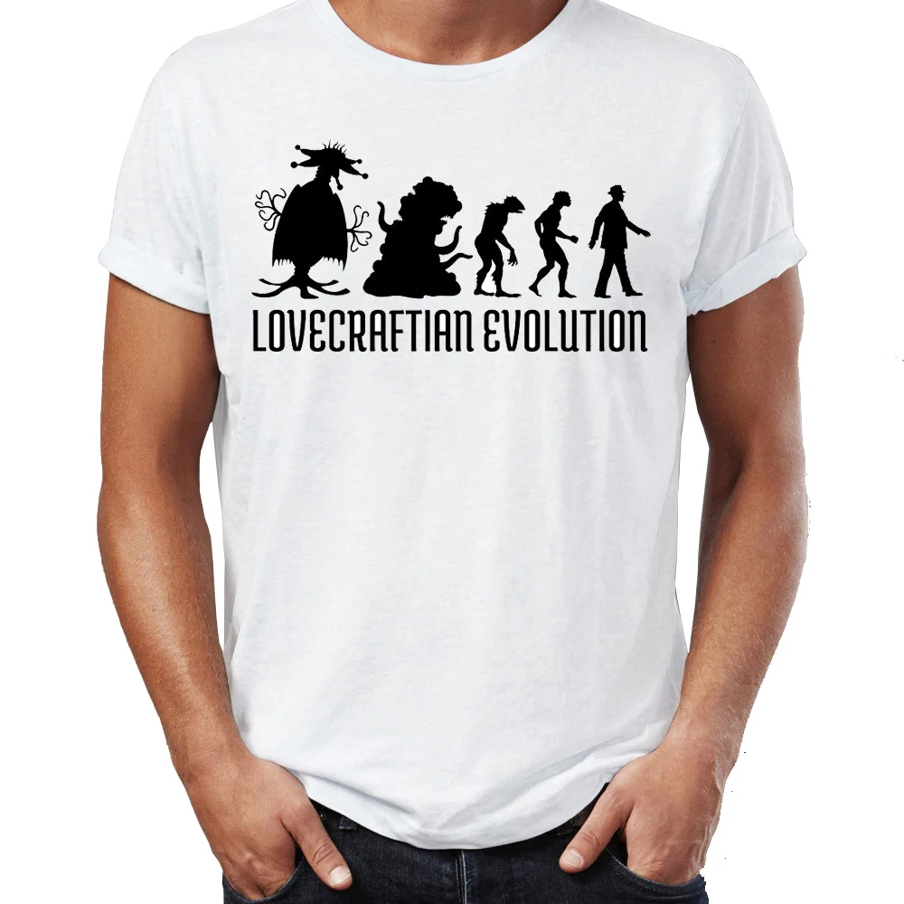 Модная мужская футболка Lovecraftian Horror Lovecraft Evolution Artsy Awesome Art Tee Graphic с круглым вырезом