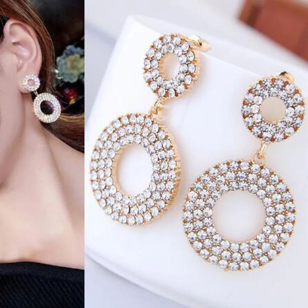 Простые поп металлические серьги Модные полые круглые золотые и серебряные