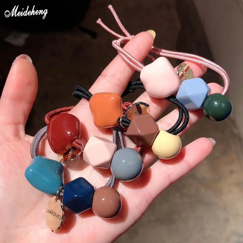 Fashion Korea Cream Color Ball DIY Beads Hair Rope Bright Surface Jewelry Deviating Hole Accessory Ornaments Decoration | Украшения и