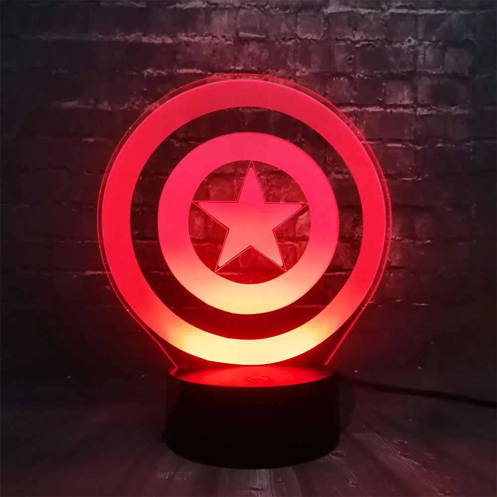 Горячий Фильм Мстители супер герой Marvel Креативный Капитан Америка щит светодиодный Зарядка светодиодный домашний декор стол Ночник подарок на день рождения