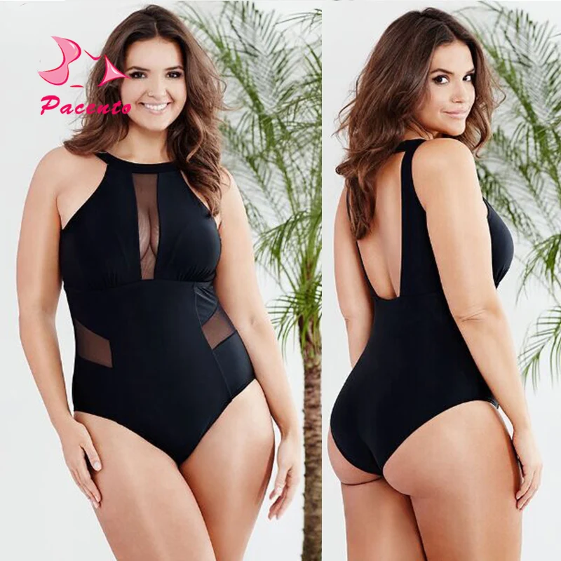PACENT сексуальный цельный купальник черный монокини высокая горловина для женщин