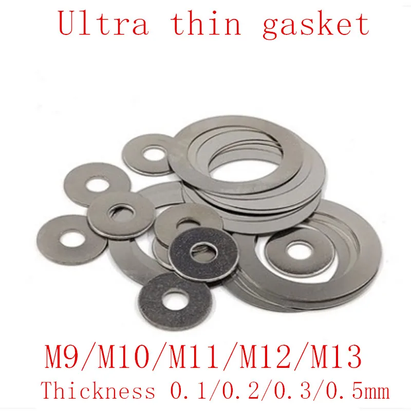100pcs/lot M9 M10 M11 M13 Stainless steel Flat Washer Ultrathin gasket Thin shim