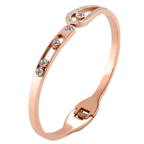 rose gold Розовое золото, роскошный брендовый браслет, 316L, стальной браслет, Кристальные браслеты, золотые браслеты, Дубай, ювелирные изделия для женщин - Окраска металла: rose gold