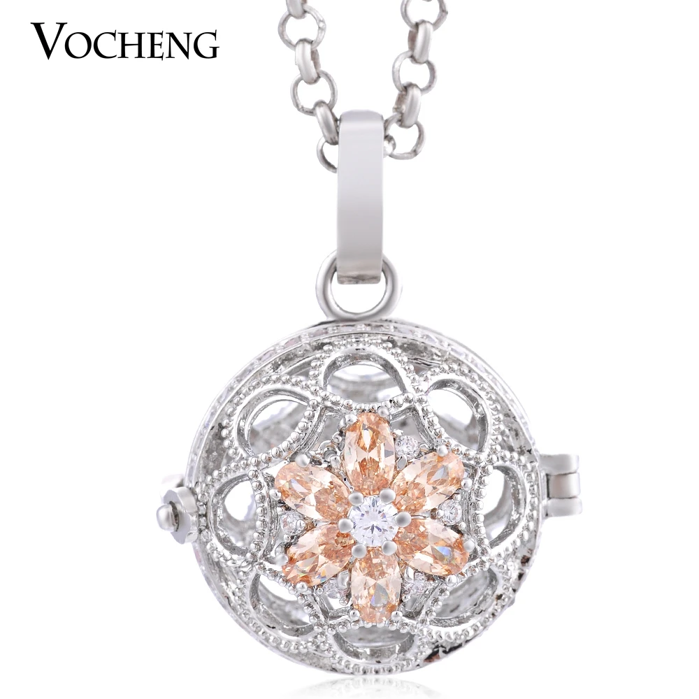 Vocheng 3 цвета Детский колокольчик Цветок Bling колье с кулоном в виде клетки покрытие