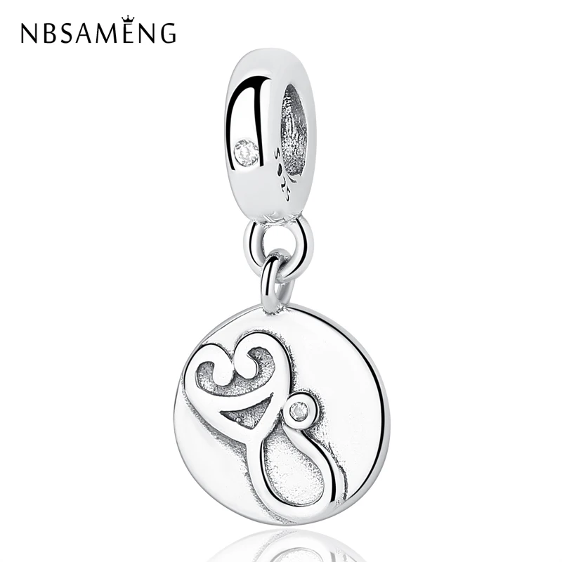 

NBSAMENG 100% бусины из стерлингового серебра 925 Dazzing стетоскоп Висячие бусины с подвесками прозрачный CZ Подходит оригинальный браслет Pandora DIY юве...