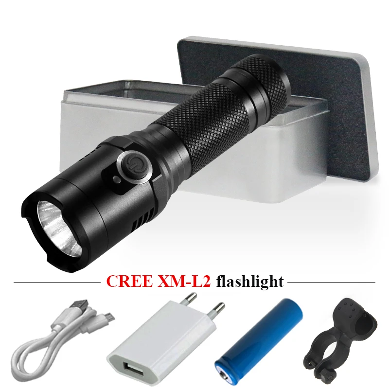 Мощный светодиодный фонарик Сильный Магнит cree xm l2 usb 18650 водонепроницаемый фонарь