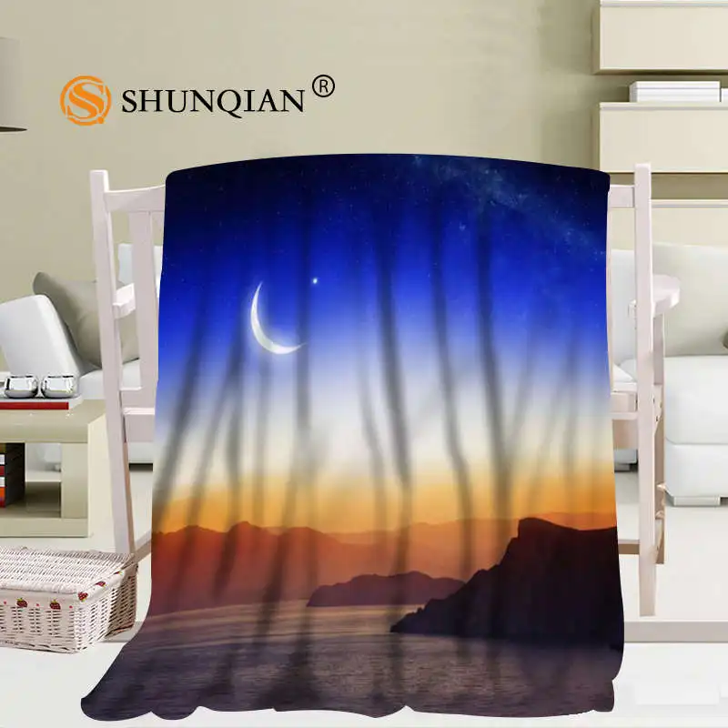 melhor Personalizado Lua E Noite Cobertor Macio Diy Imagem Decoração Quarto Tamanho 56x8 0 Polegada, 50x6 0 Polegada, 40x5 0 Polegada A7.10