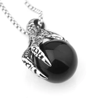 stainless steel imitated stone dragon claw pendant necklace hiphoprock style men jewelry