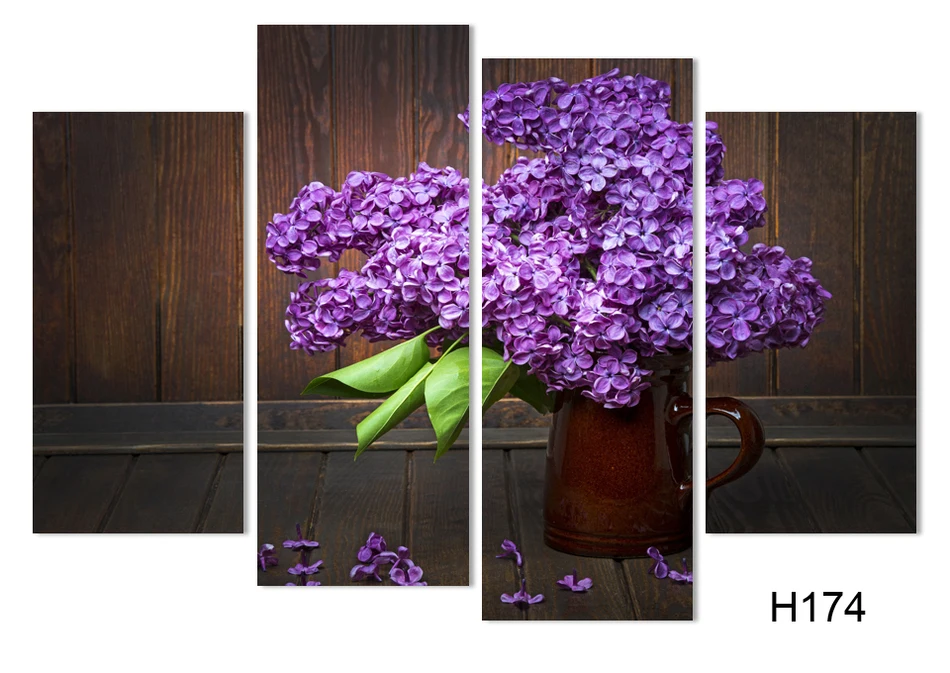 4pcs /SET purple lilac flower Canvas Print painting Modern Home Decor Wall Art Picture For Living Room Bedroom NO FRAME | Дом и сад