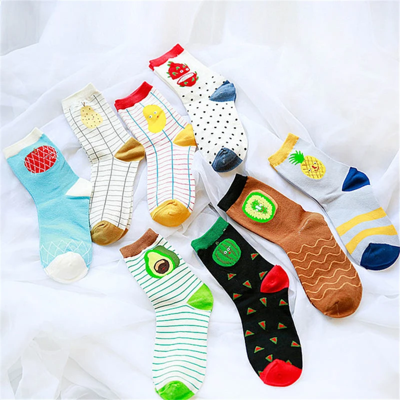 

Fashion Comfortable Cartoon Fruit Socks Lovely Women Soft Cotton Harajuku Socks Calcetines Skateboard Chaussette Hip Hop Street