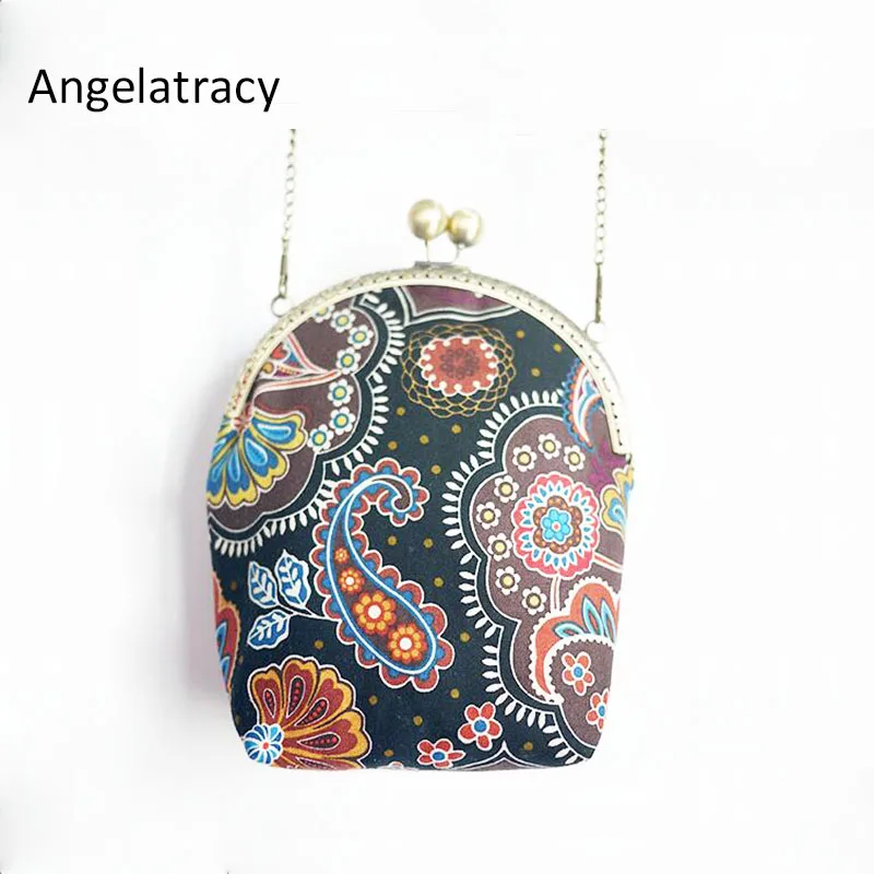 Женская винтажная сумка-мессенджер Angelatracy золотистая металлическая оправа для