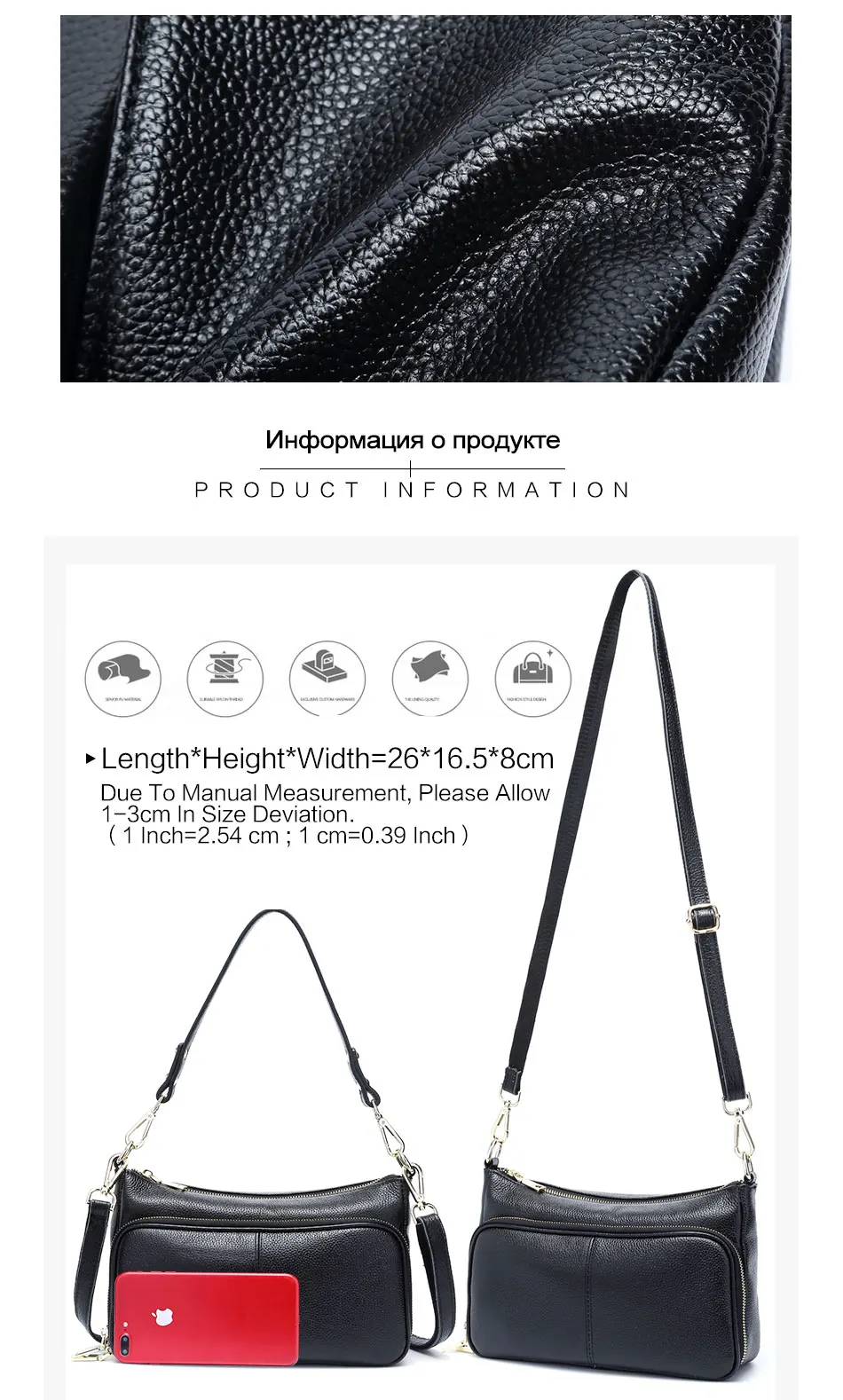Zency элегантная женская сумка из натуральной кожи, женская сумка через плечо, сумка-мессенджер, кошелек, модная вместительная сумка черного цвета, высокое качество