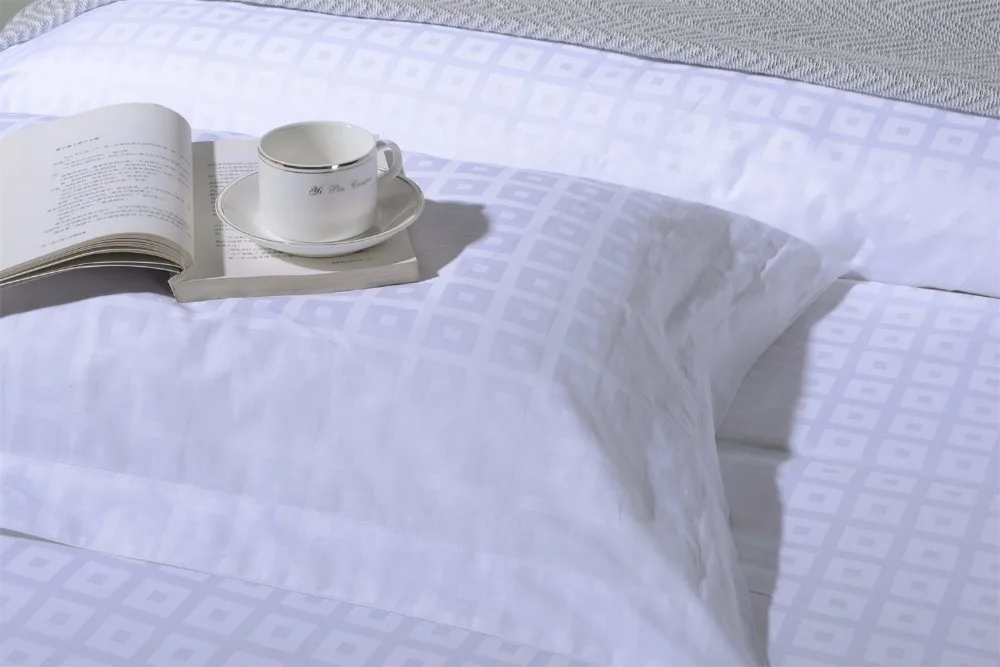 white Luxury Jacquard Bedding Set Five Stars Hotel 100% cotton Duvet Cover King Queen Size Home flat Sheet Linen | Дом и сад