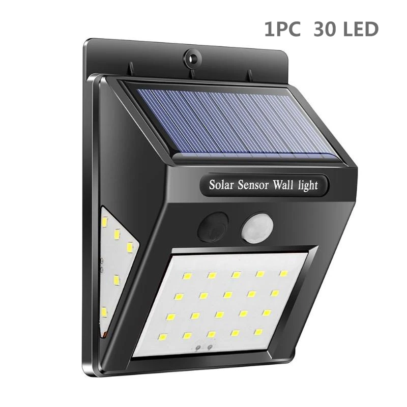 1 PC 30 LED 30/40 открытый светодиодный солнечный светильник движения PIR Сенсор настенный светильник Водонепроницаемый садовый светильник путь аварийного безопасности светильник 3 односторонний световой - Испускаемый цвет: 1 PC 30 LED