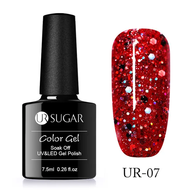 UR07 UR сахар 7,5 ml замочить от УФ-голографическая Кристалл Гель-лак лазерные блестки Лаки гель ногтей лак - Цвет: UR07