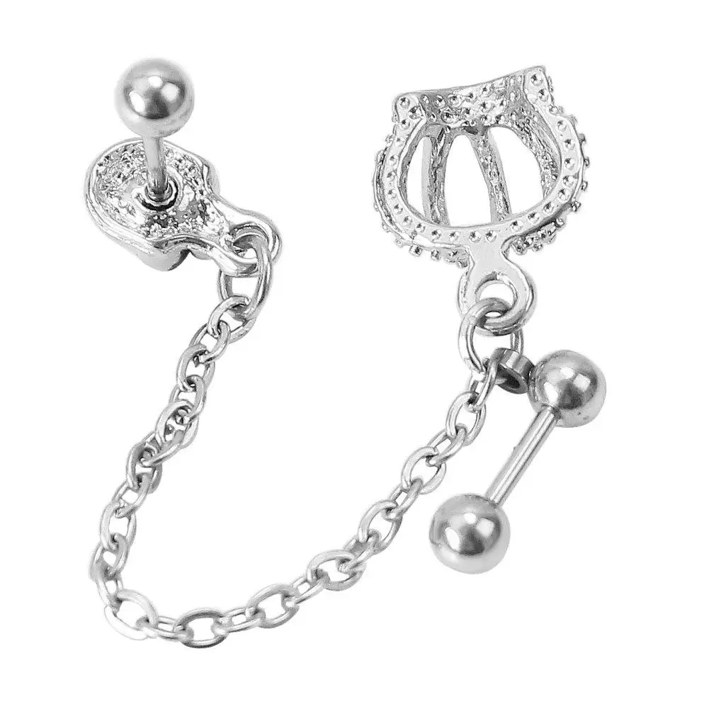 1 шт.. Нержавеющая сталь сплав Корона Череп штанга для хряща ушной раковины