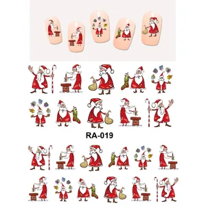UPRETTEGO дизайн ногтей Красота Вода Переводные слайдер ногтей Стикеры Рождество олень супер человек снег человек носки Луна RA019-024