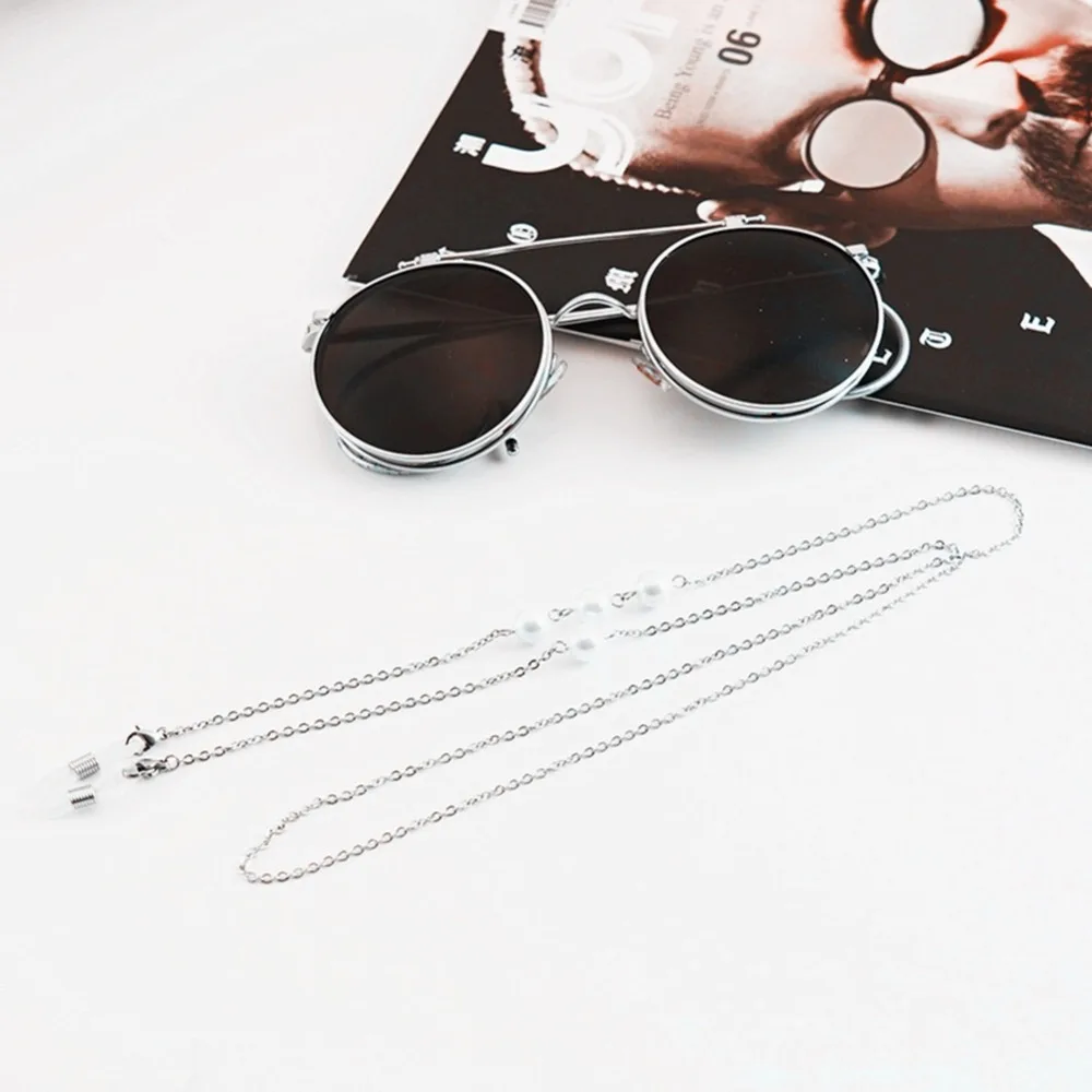 

Retro Anti-skid Pearl Beads Eyeglass Strap Glasses Sunglasses Women Chain Silver Leaves Cord Rope Holder Neck Lanyard choker