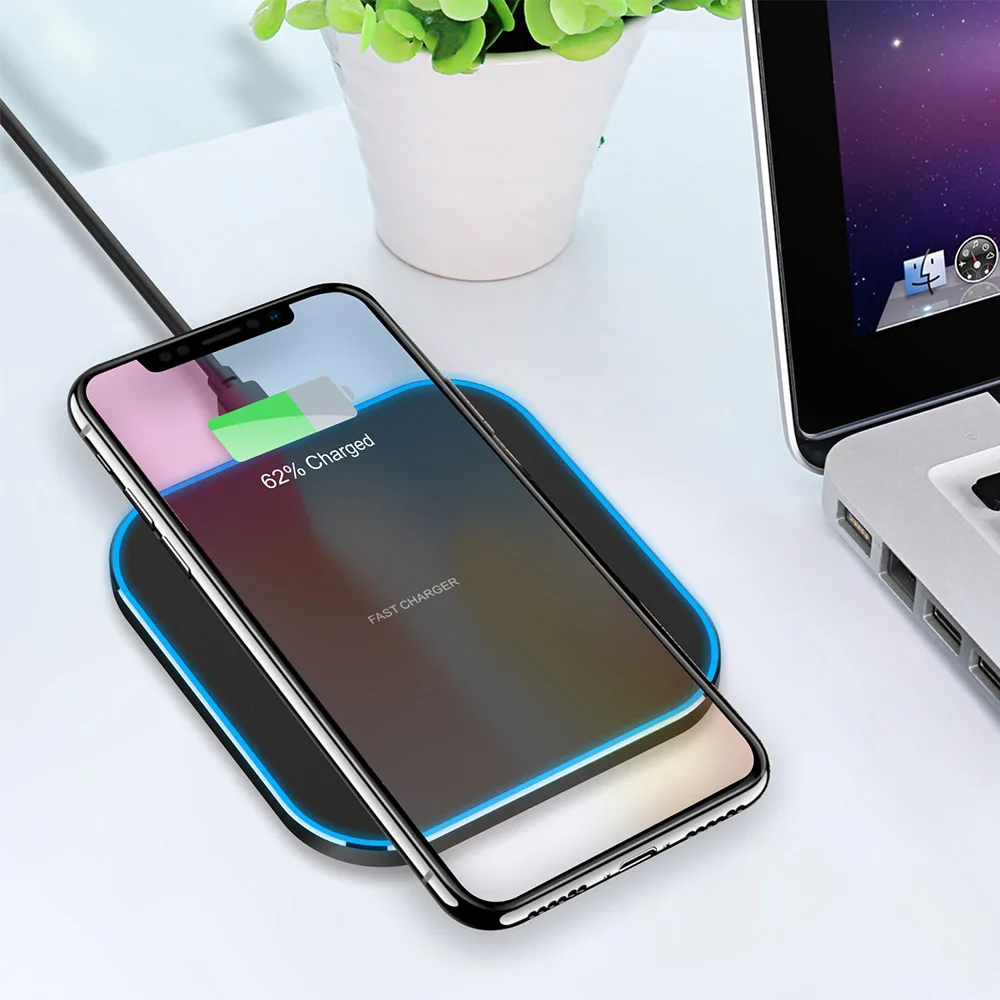 Быстрая Беспроводная зарядная док-станция Protefeuille Qi для IPhone XR XS Max 8 Plus Huawei Xiaomi Ladowarka