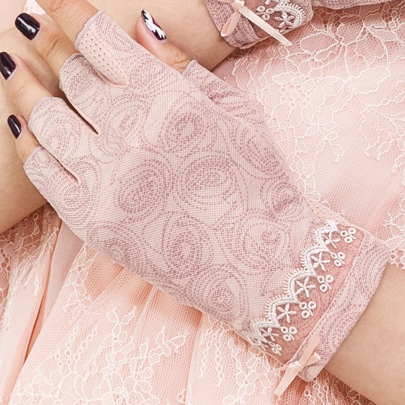 Realbywomens fingerlessgloves лето солнцезащитный крем Guantes Винтаж варежки Шнуровка с бантиком