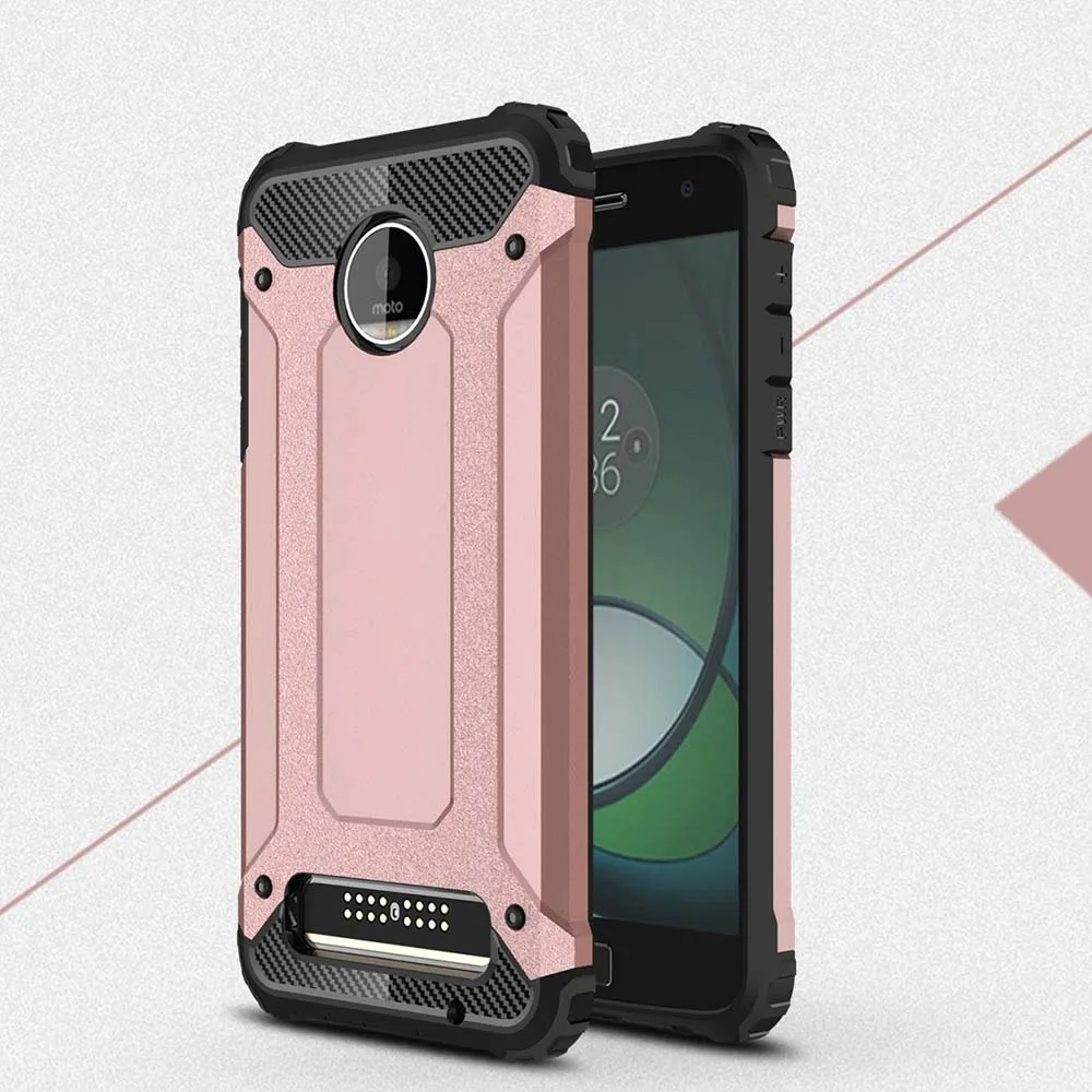 Ударопрочный защитный чехол 5.5для Moto Z Play чехол для Motorola lenovo Moto Z Play Двойной телефон задняя крышка чехол - Цвет: Rose Golden