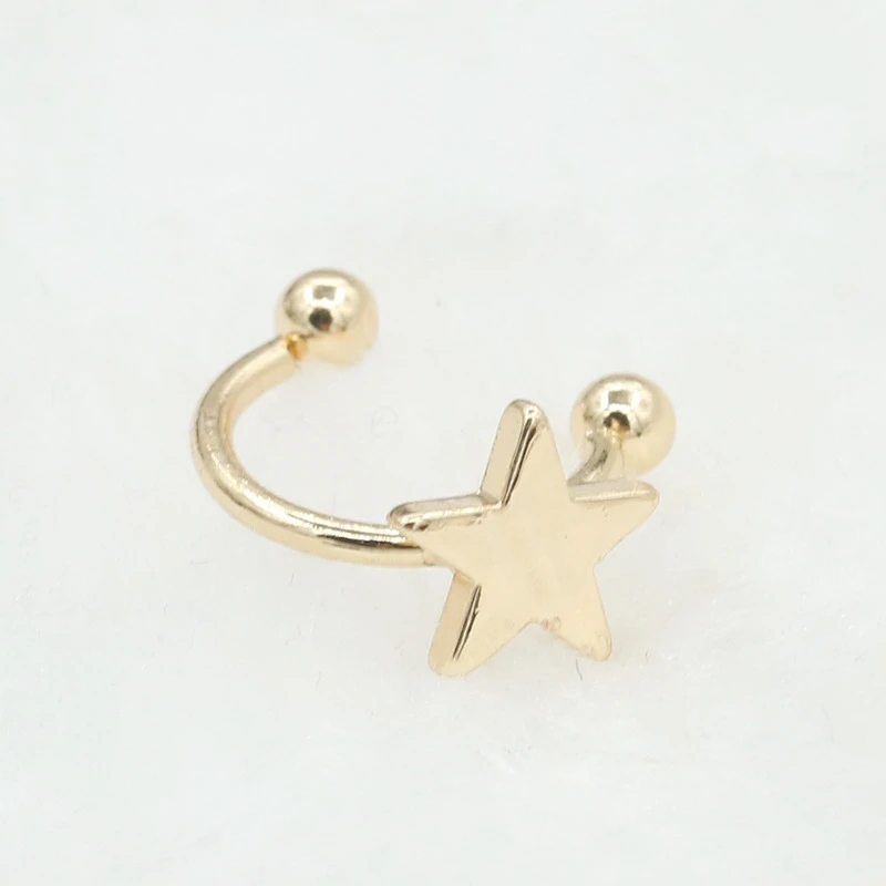 QCOOLJLY 1PC Fashion Gold Silver Color Moon Clover Star Heart No Pierced Earclips Small Earrings for Women Brincos Bijoux | Украшения и