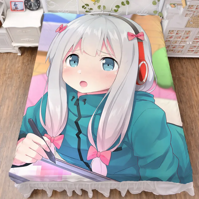 

150x200cm Anime Eromanga Sensei Izumi Sagiri & Yamada Elf Milk Fiber Bed Sheet & Flannel Blanket Summer Quilt