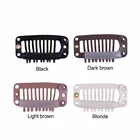 Металлические зажимы для наращивания волос, 50 шт., 32 мм, 9 Зубцов, с силиконовой задней частью