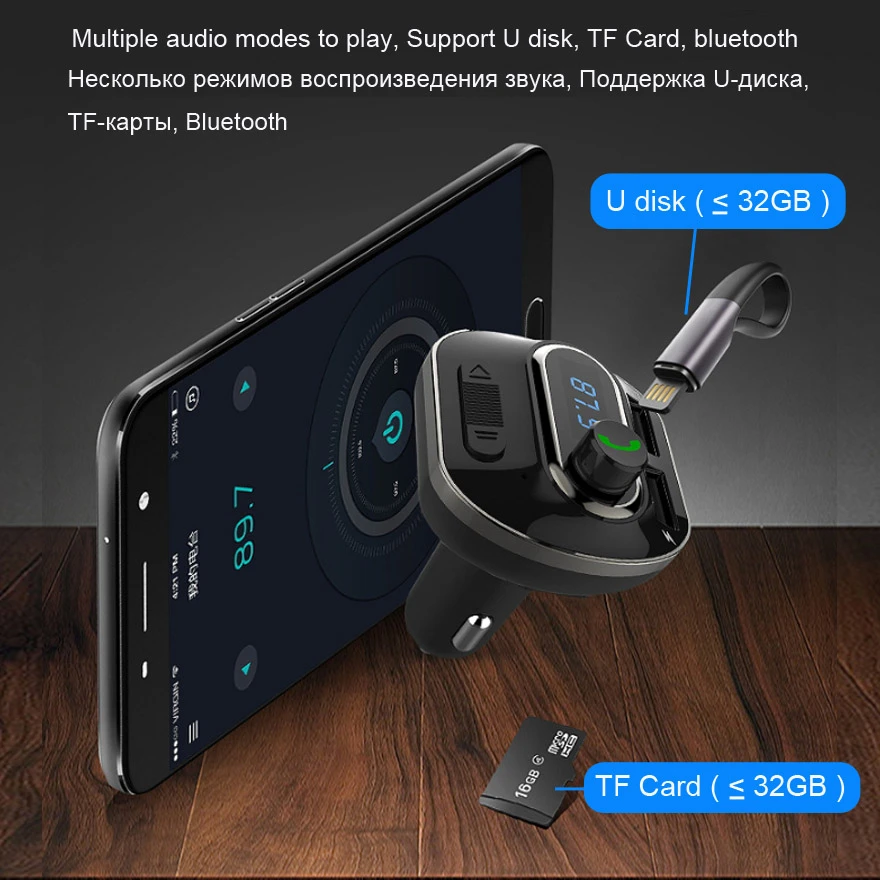 AGETUNR Bluetooth автомобильный комплект громкой связи MP3 плеер fm передатчик 2 USB 5V 3.4A