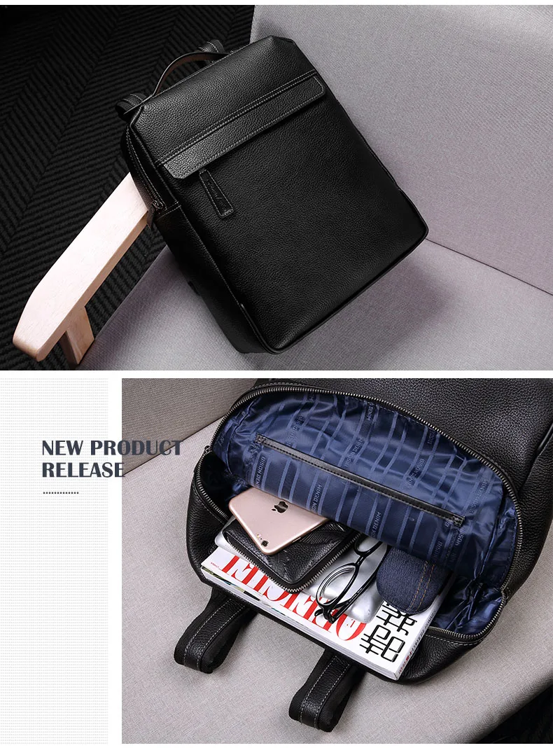BISON DENIM мужской рюкзак из натуральной воловьей кожи 14 дюймов рюкзак для путешествий для ноутбука Большой Вместительный рюкзак для мужчин N2668-1
