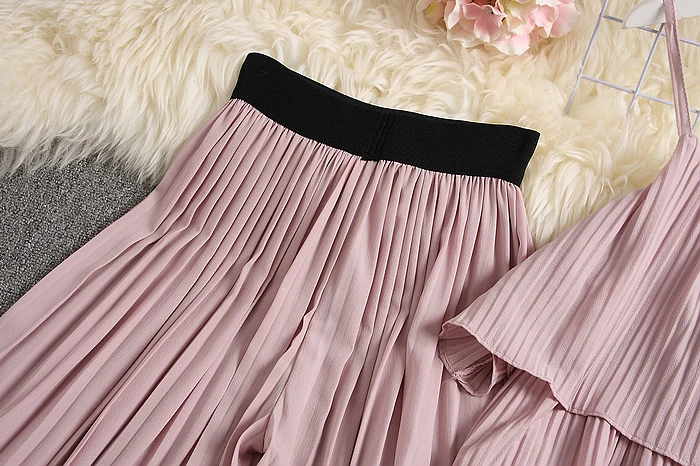 Женский комплект ALPHALMODA плиссированный топ на бретельках + брюки до середины икры