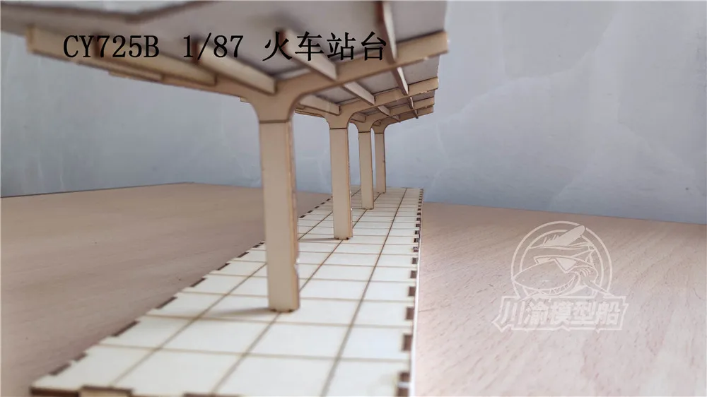1/87 Scale Railway Station Platform Diorama Scene DIY Wooden Assembly Model Kits