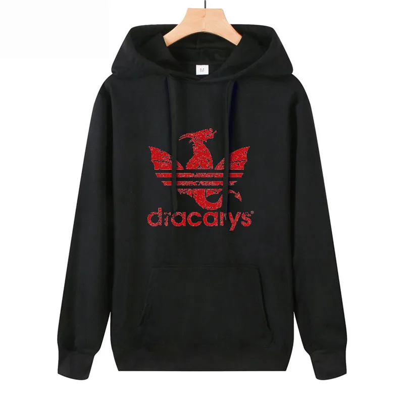 Dracarys Винтажный стиль толстовка с капюшоном Игра престолов Daenerys Drogon Fire толстовка с капюшоном для мужчин и женщин тонкий раздел пуловер - Цвет: black 2