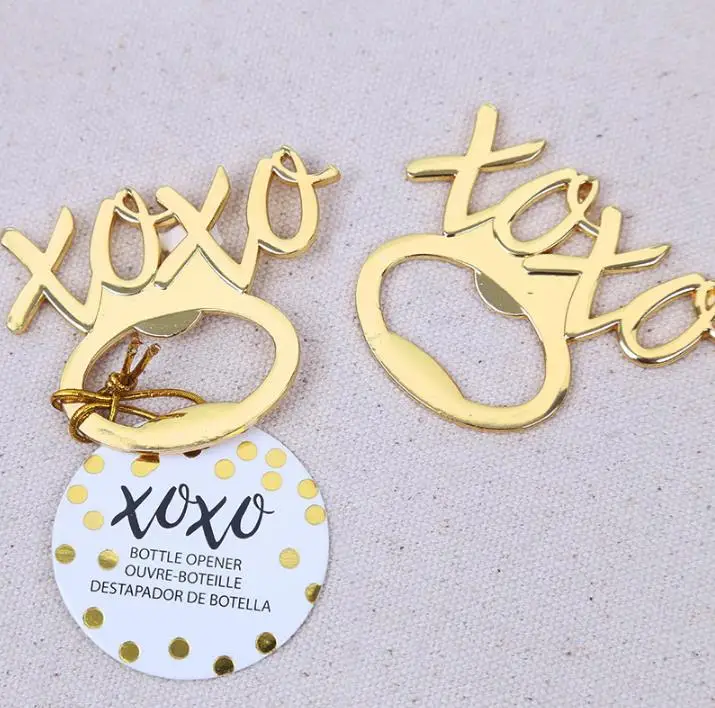 

alloy beer opener XOXO bottle stopper for wedding giveaways party gift gold 100pcs