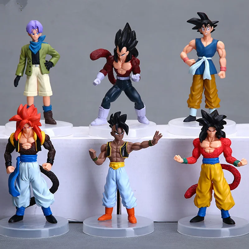 6 шт./лот Dragon Ball GT 7 Generation Trunks Ubu Vegeta Gogeta Son Goku Super Saiyan 4 ПВХ фигурка игрушки 15 17 см OPP