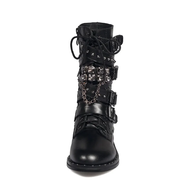 COSMAGIC/2017 г. новые женские ботинки Мартенс из натуральной кожи с заклепками и