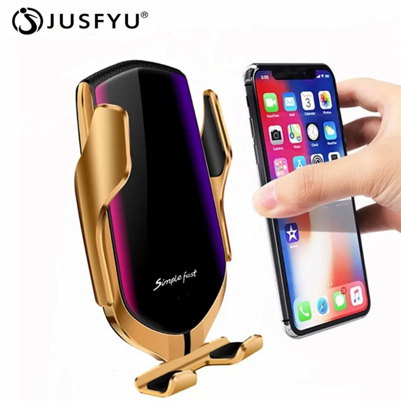 Для iPhone xiaomi mi 9 автоматический зажим беспроводное автомобильное зарядное устройство крепление вентиляционное отверстие держатель телефона 360 градусов вращение кронштейн для зарядки