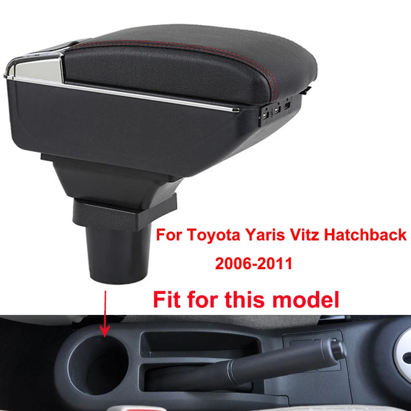 Подлокотник для Toyota Yaris Vitz хэтчбек 2006-2011 usb зарядка светодиодный светильник подлокотник вращающийся центральный консольный ящик для хранения