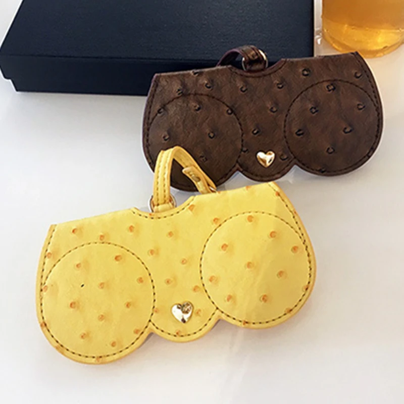 KPAY Ostrich Pattern Unique PU Leather Glasses Bag Multi-function Eyeglasses Case Women Sunglasses Storage Protection Ins