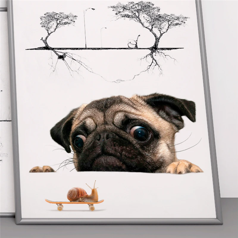 

Cute dog wall stickers for kids room toilet bathroom decor accessories 3d vivid wall decal pvc diy mural art