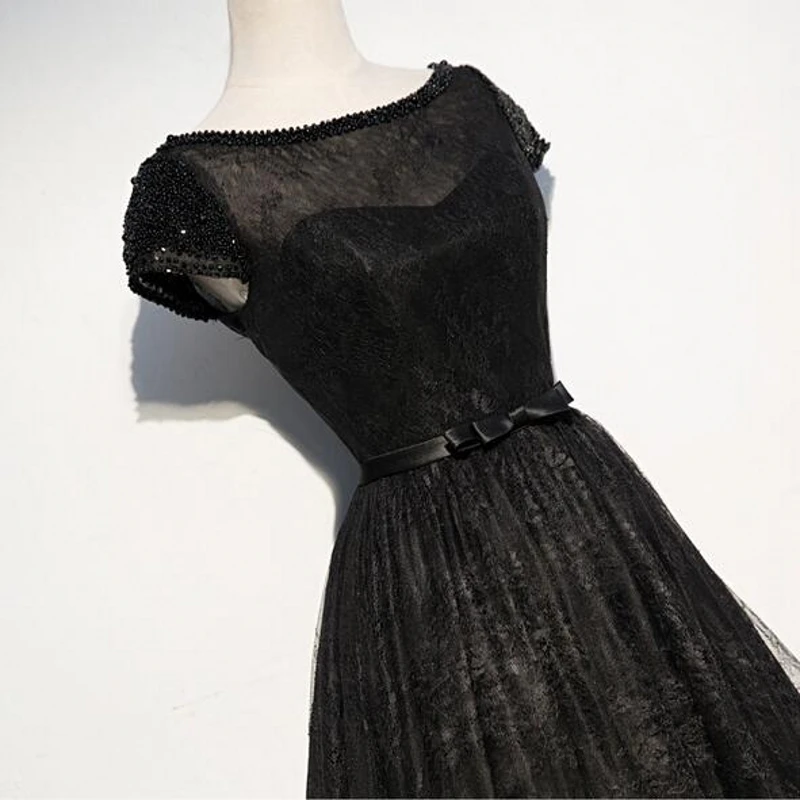 Сексуальные черные длинные кружевные вечерние платья красивые женские а-силуэта