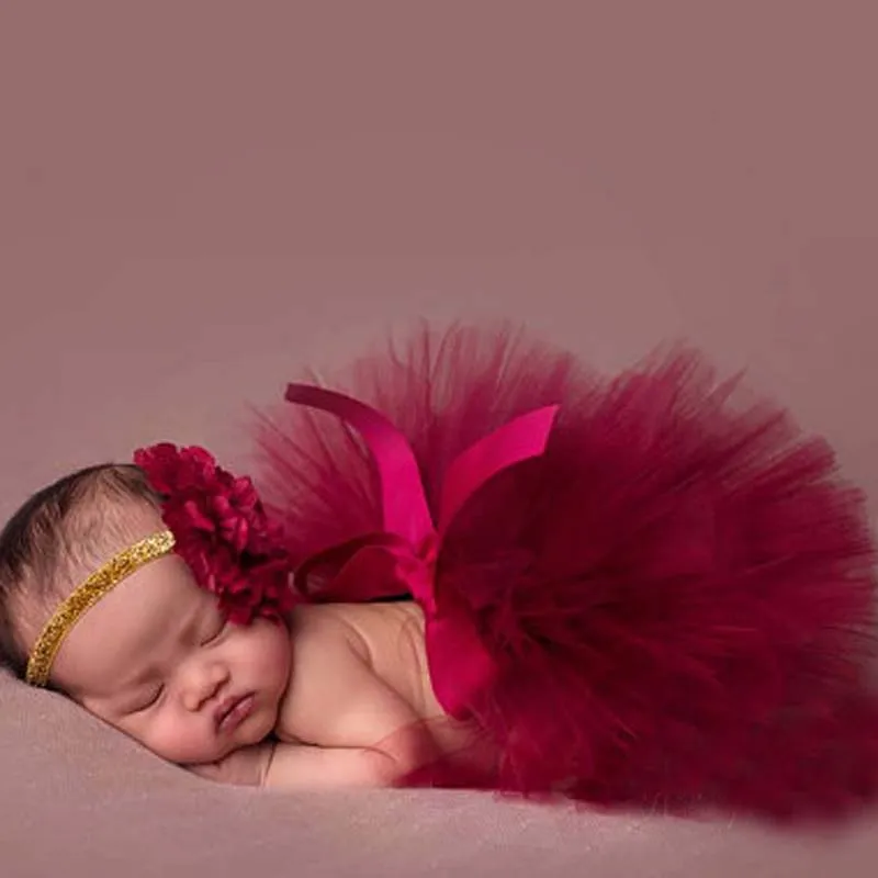 

Cranberry/Wine Tutu Skirt Newborn Tutu and Headband Baby Tutu Photography Prop Full Fluffy Tutus 16 Designs TS032