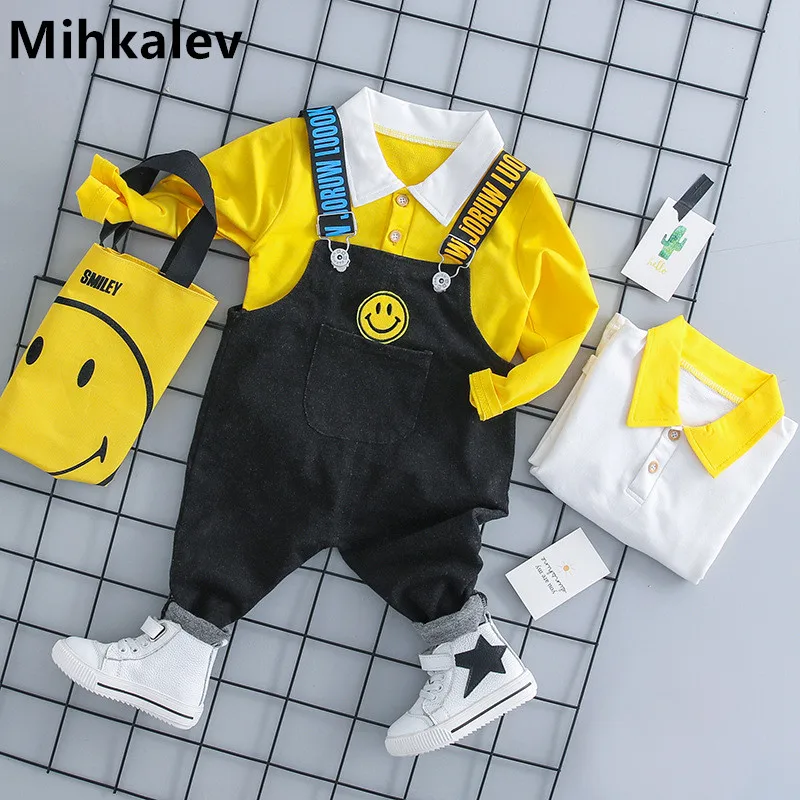 Mihkalev Toddler boy clothing set for baby clothes sets white shirts +pants kids boys 2pcs tracksuit children costume | Детская одежда