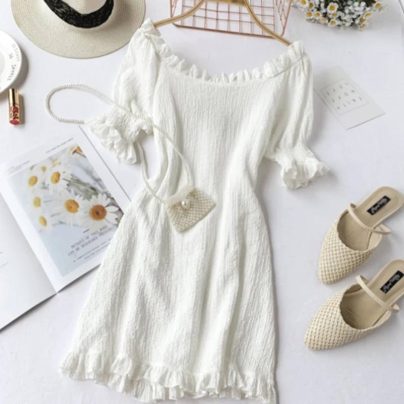 Белое платье феи женские пикантные приталенные платья с О образным вырезом и