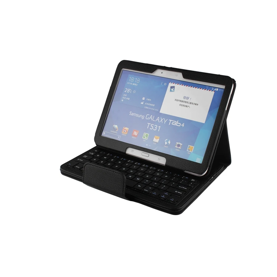 Для samsung Galaxy Tab 4 10,1 T530 беспроводной Bluetooth чехол-клавиатура для Galaxy Tab 4 10,1 Планшет Флип кожаный чехол подставка+ стилус - Цвет: Черный
