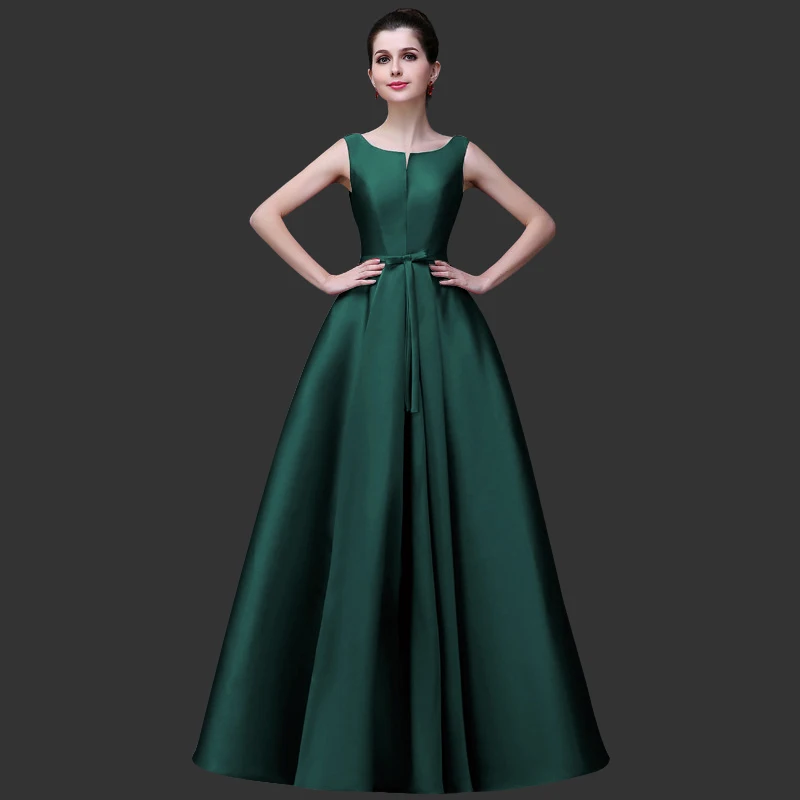 green floor length CEEWHY, атласное платье без рукавов, элегантные вечерние платья, Длинные трапециевидные вечерние платья для выпускного вечера, Vestido de Festa Abendkleider - Цвет: green floor length