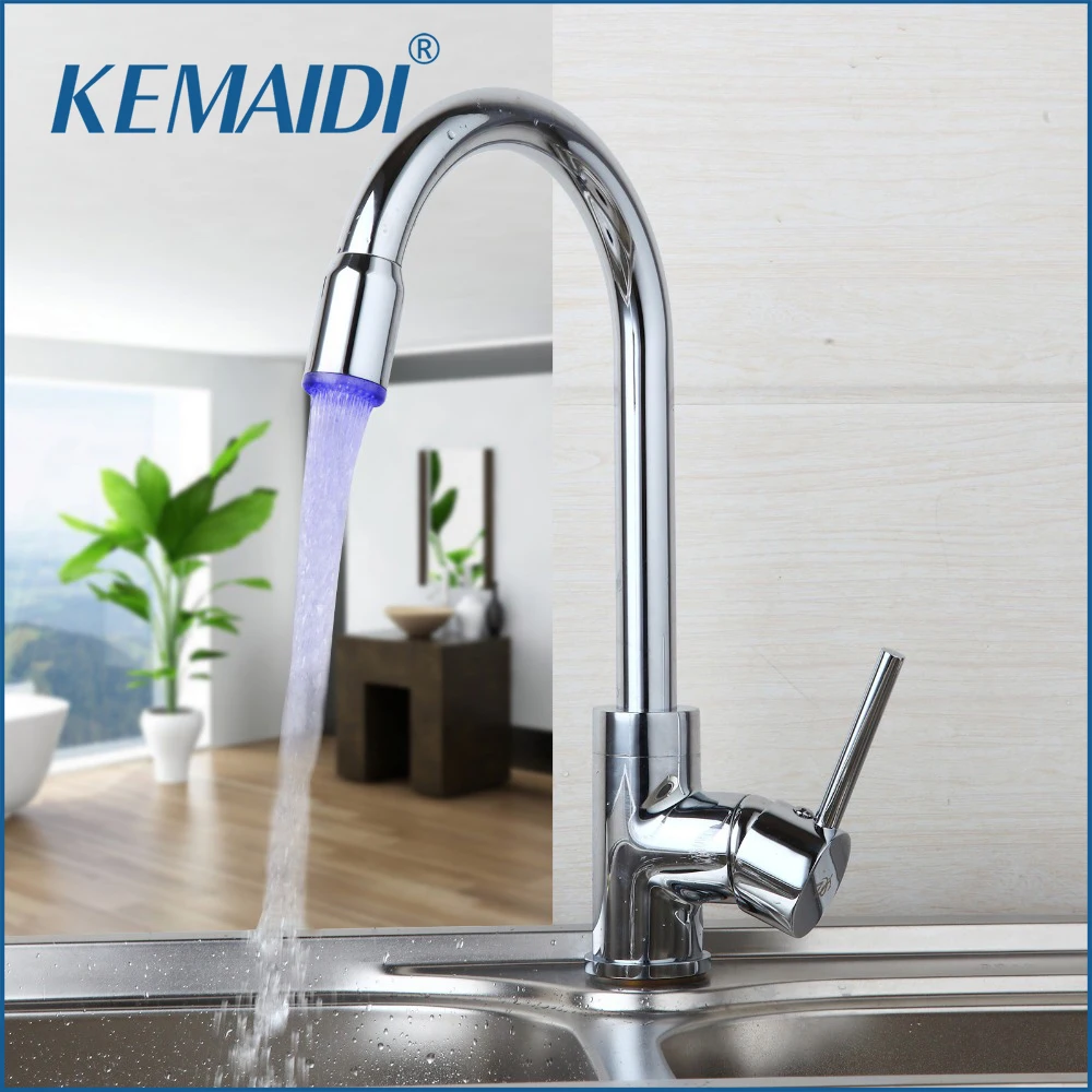 KEMAIDI 360 Поворотный Светодиодный светильник светодиодный Керамический Кран
