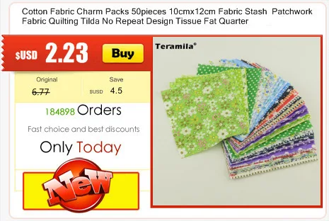 Teramila Cotton Fabric 25 Designs Animial Cartoon Patchwork Quilting Charm Packs Meter Home Textile Clothing Bedding