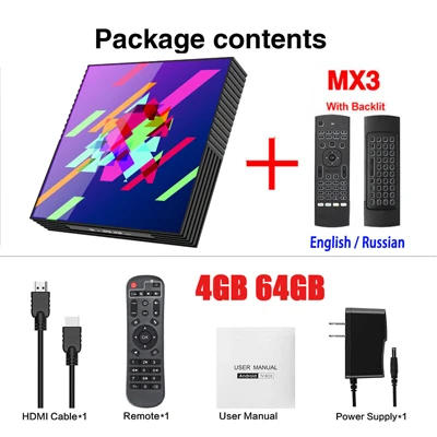 4GB 64GB MX3 Приставка ТВ Google Play ТВ приставка Android 9,0 Rockchip RK3318 4 Гб 64 Гб Смарт ТВ приставка Bluetooth 2,4/5,0G WiFi Android ТВ приставка PK H96MAX - Цвет: 4GB 64GB MX3