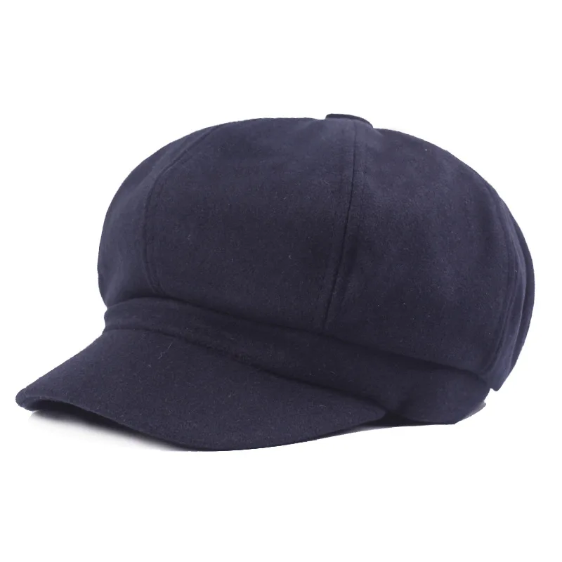 Navy blue BUTTERMERE, женский берет газетчика, зимняя, весенняя, черная, одноцветная, восьмиугольная кепка, винтажная, повседневная, брендовая, восемь панелей, кепка Бейкер для мальчика - Цвет: Navy blue